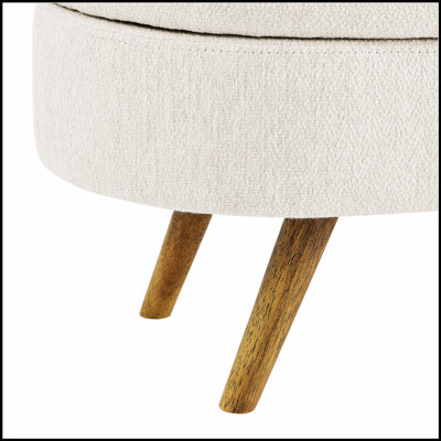 Ottoman Oval Storage Bench, Rubber Wood Legs