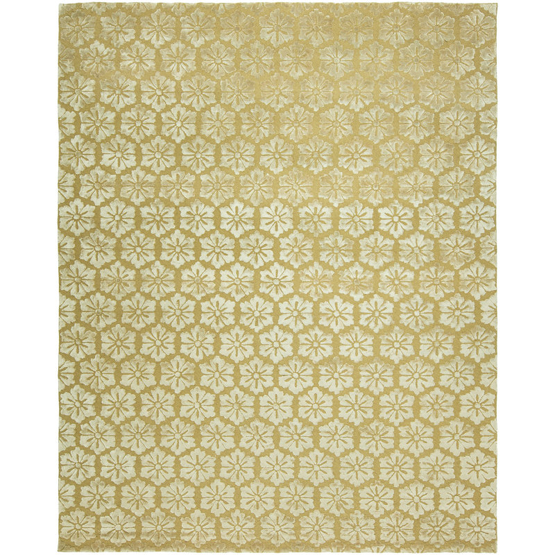 Floral Area Rug in Gold, Rectangle 8' x 10'