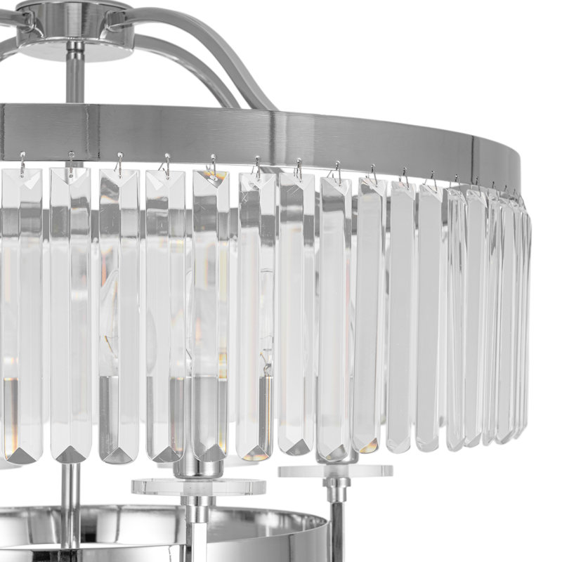 Glam 6-Light Geometric Polished Chrome Circular Crystal Chandelier 