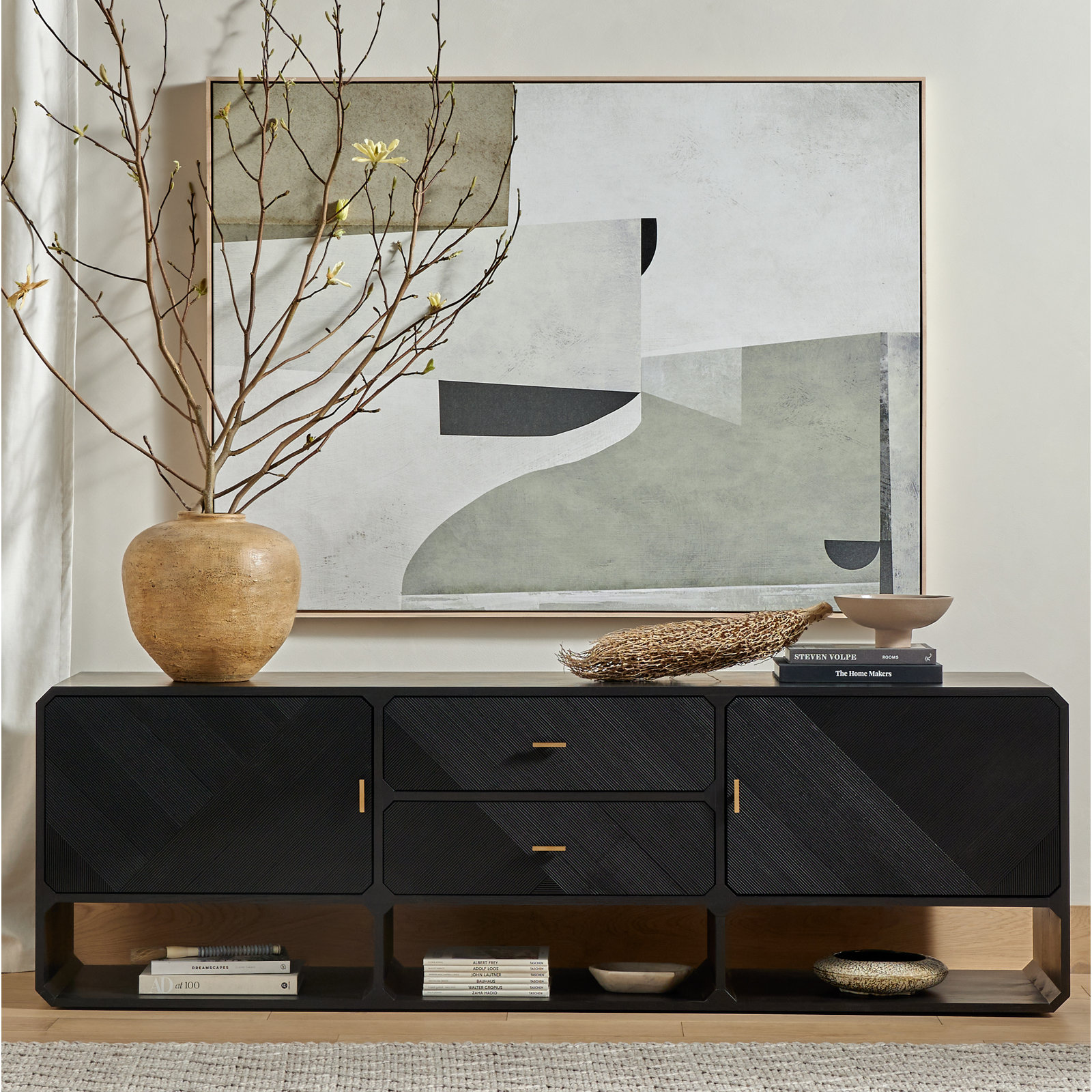 Harris 86'' Media Console, Black Ash