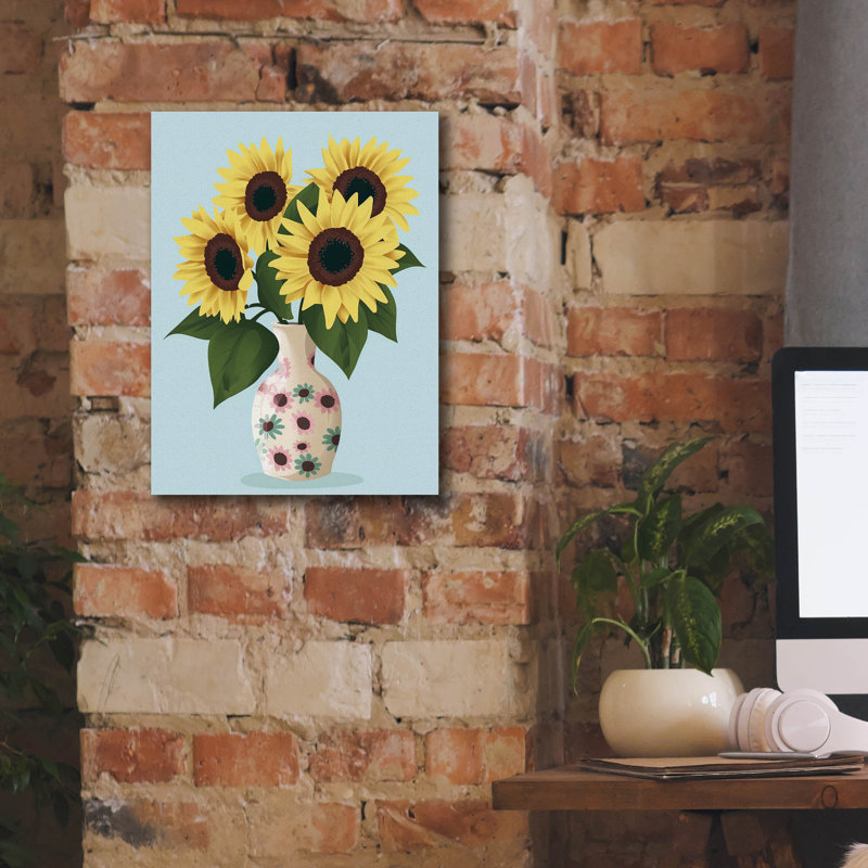 Art mural sur toile Epic Graffiti «Vase Of Sunflowers» par Andreas Magnusson, H 16 po x l 12 po x P 0,75 po