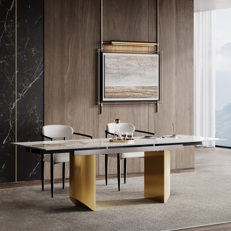 Table de salle à manger extensible Subrati, Doré, Chanel