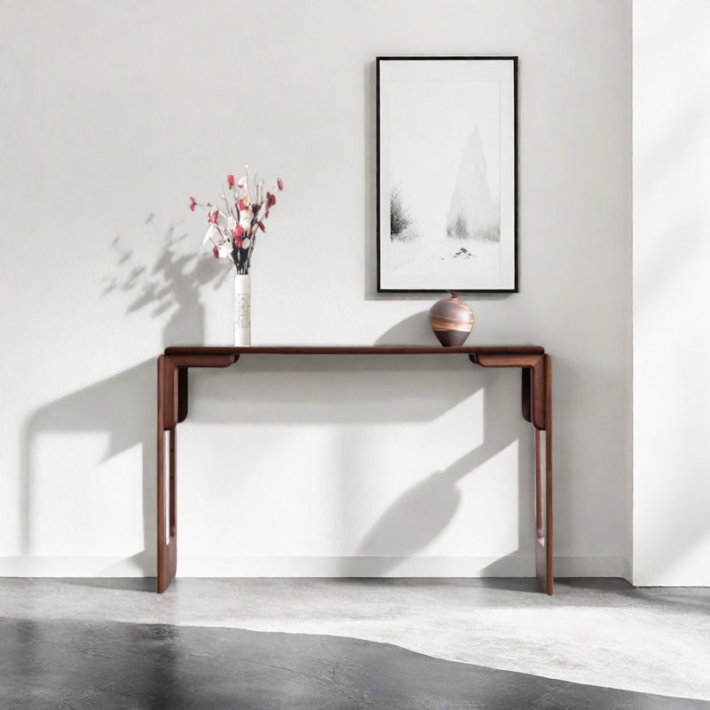 Console moderne noyer minimaliste, H 33,46 po x l 47,24 po x P 15,75 po