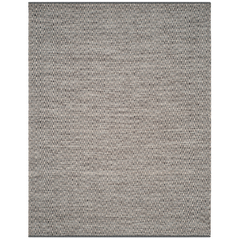 Tapis ivoire / gris foncé en coton tissé à plat à la main Alphy, Rectangle 2 pi 3 po x 3 pi 9 po