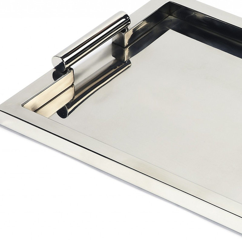 Morante Stainless Steel Rectangular Serving Tray, Silver