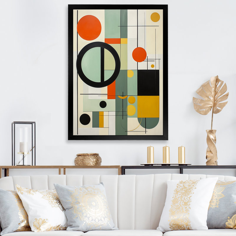 «Mid Century Century Mod Geometrics III» d'Iggo - reproduction sur toile, H 44 po x l 34 po x P 1,5 po, Cadre photo noir