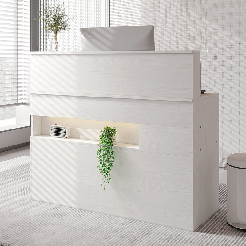 Jaquai Rectangle Manufactured Wood Reception Desk with Filing Cabinet with Power Outlet