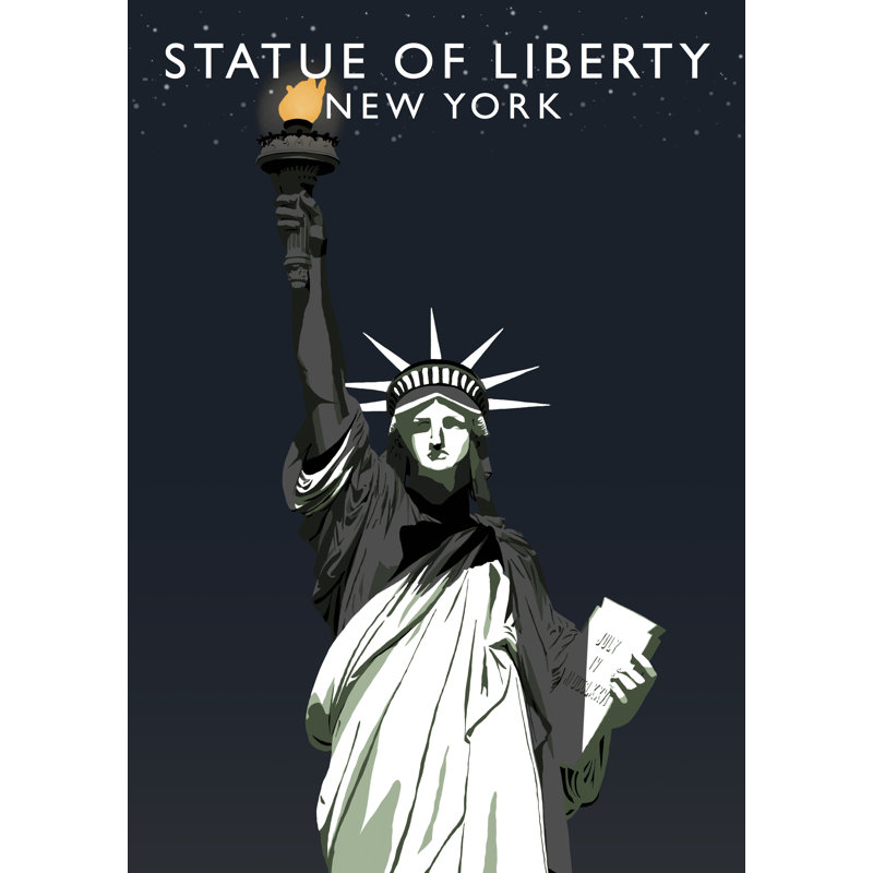 'Statue of Liberty Night' 1 Piece Wall Art, 40 cm H x 30 cm W x 1 cm D, No Frame