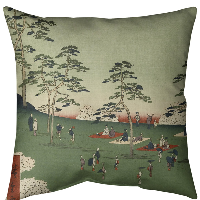 Housse de coussin View from Asuka Hill, Vert, 18 po x 18 po, Sergé de coton