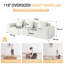 Convertible modulaire blanc pour trois personnes de 118 pouces, velours côtelé velours doux, mousse haute, soutien du corps, sans assemblage, utilisation multifonctionnelle dans un lit d'appoint convertible, combinaison, velours velours côtelé, rebond,