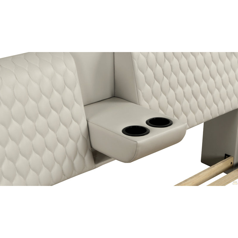 Grand lit en bois et similicuir, Grand lit