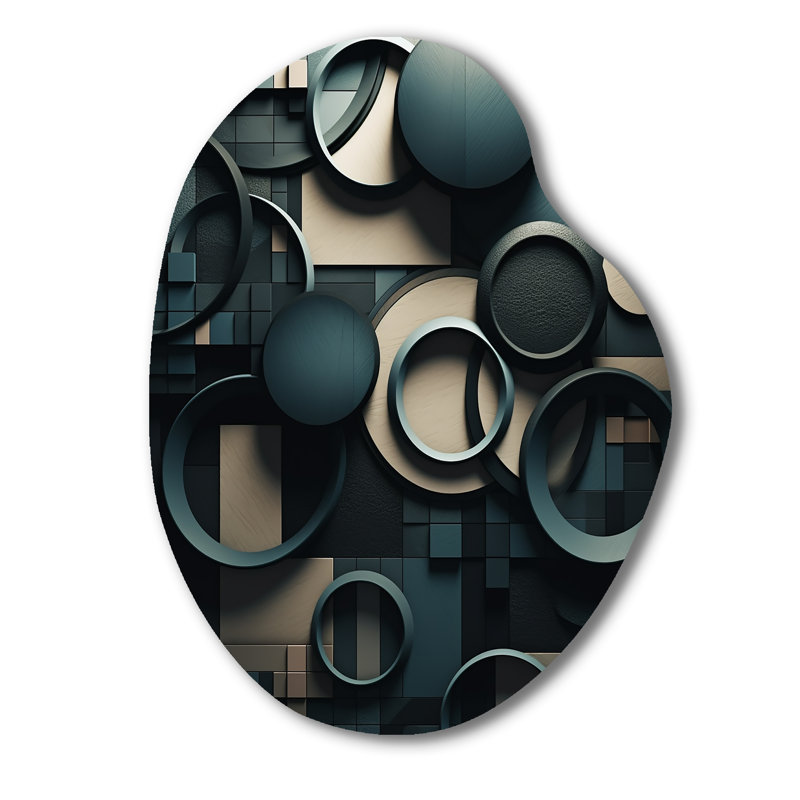 Décoration murale irrégulière en forme de poire sarcelle - Cubism, H 30 po x l 22 po