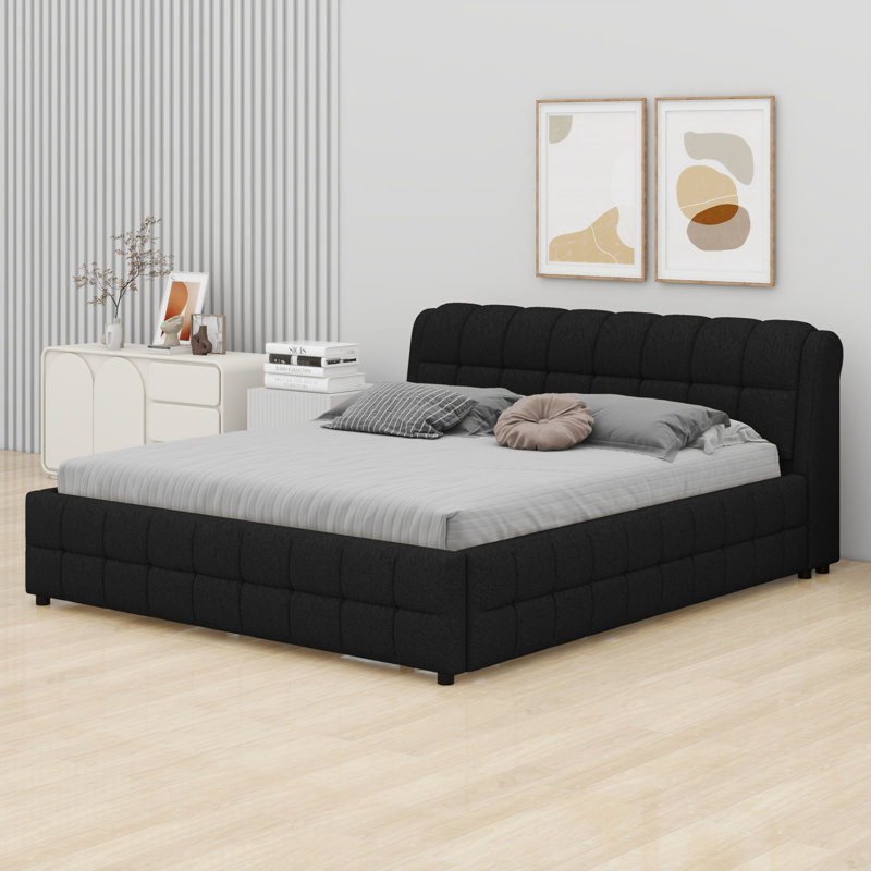 Lit plateforme tapissier Contemporary, Noir
