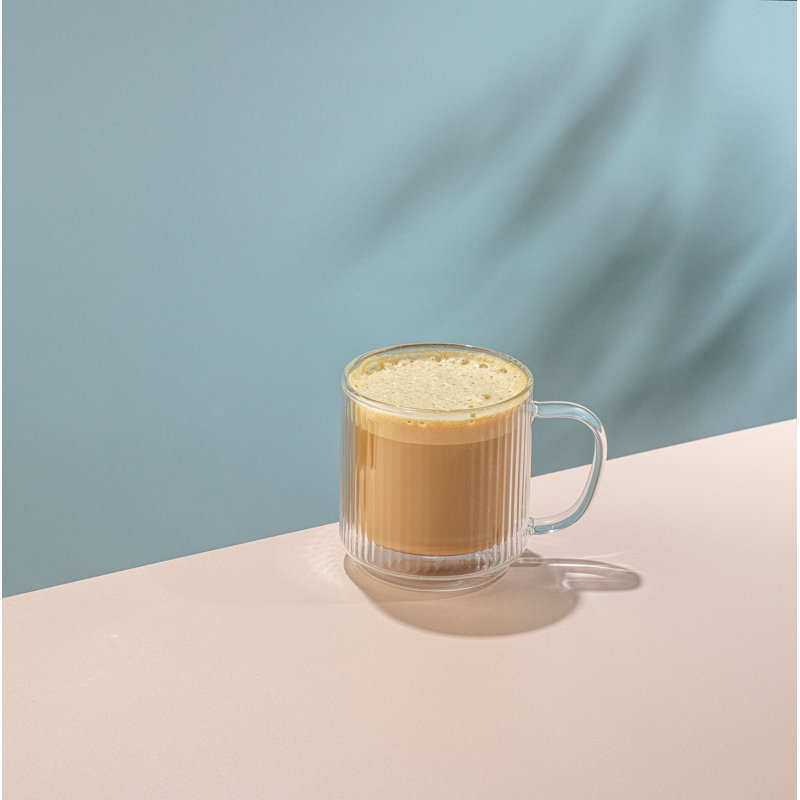 Haven Clear Fluted Stackable Double Wall Glass Mugs, Set of 2