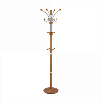 Portemanteaux, chrome moderne de 73 po de hauteur Portemanteaux en bois avec finition chêne | Chêne | Bois