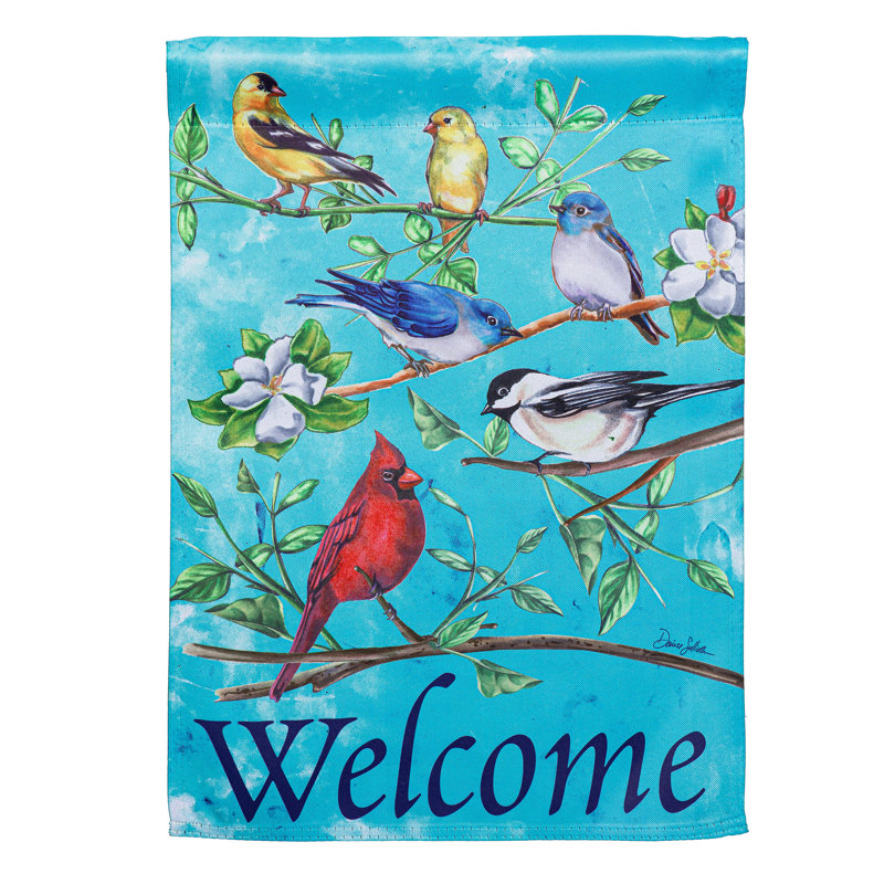 Drapeau de jardin multi oiseaux en suède