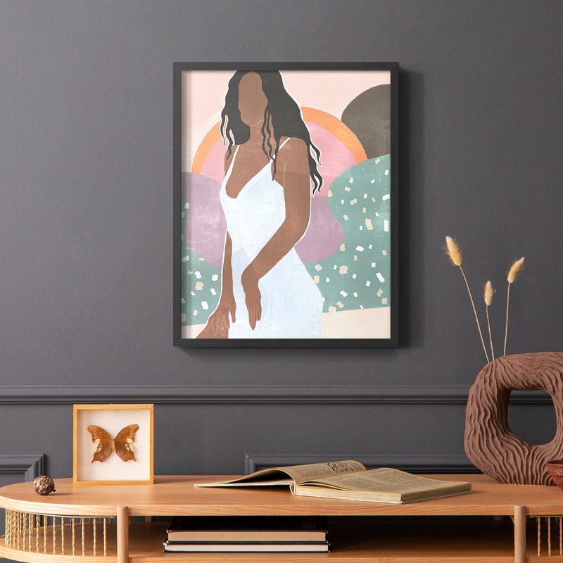 Curly Lady I, reproduction encadrée - bois massif, Noir, H 10 po x l 8 po