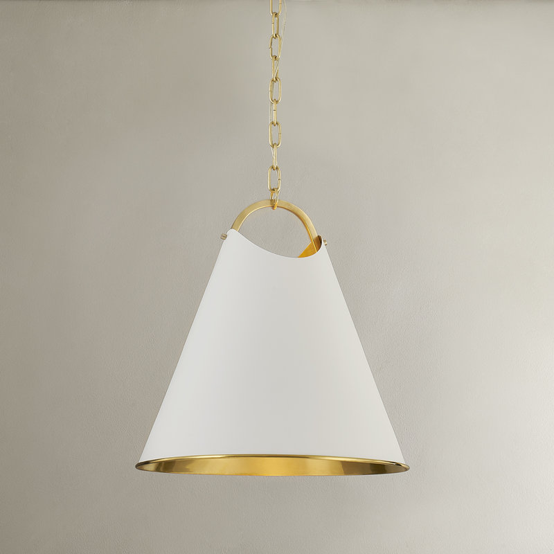 BURNBAY 1 LIGHT PENDANT, Aged Brass, 22.25" H x 18.25" W x 18.25" D