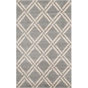 Cand Geometric Gray Area Rug ( 8x8 ft round ) 