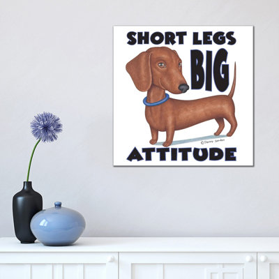 Dachshund With Blue Collar With Words by Danny Gordon - Gallery-Wrapped Canvas Giclée on Canvas