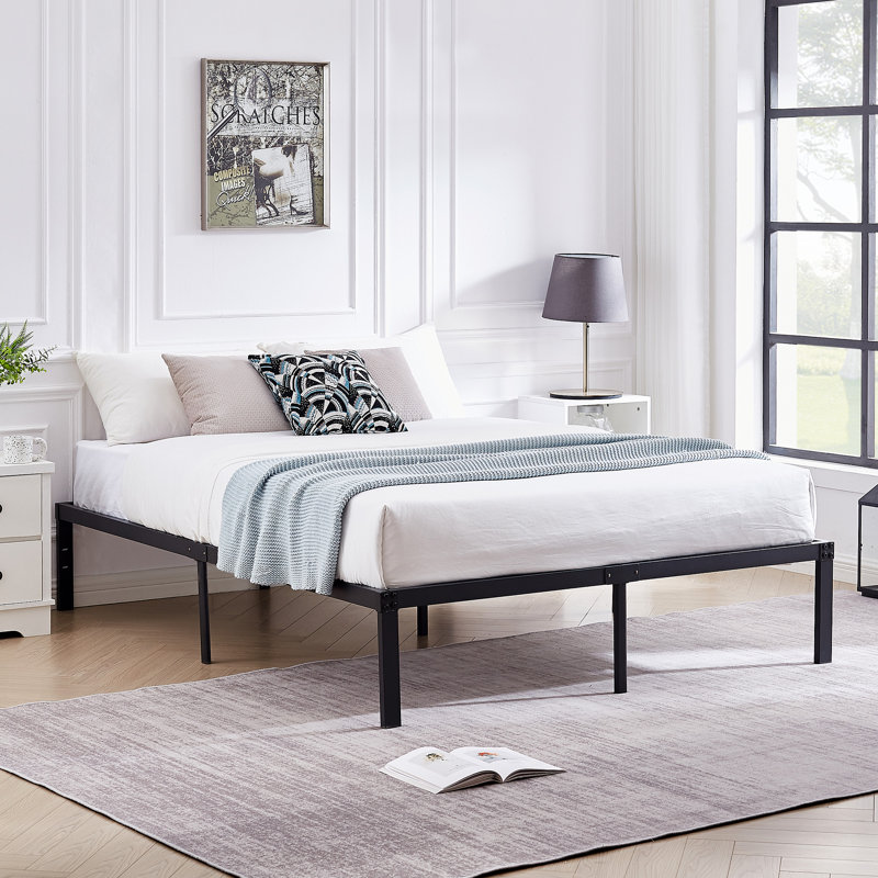 Madilee Full Metal Platform Bed Frame Heavy Duty Steel Slat Easy Assembly Mattress Foundation, Double (4'6)
