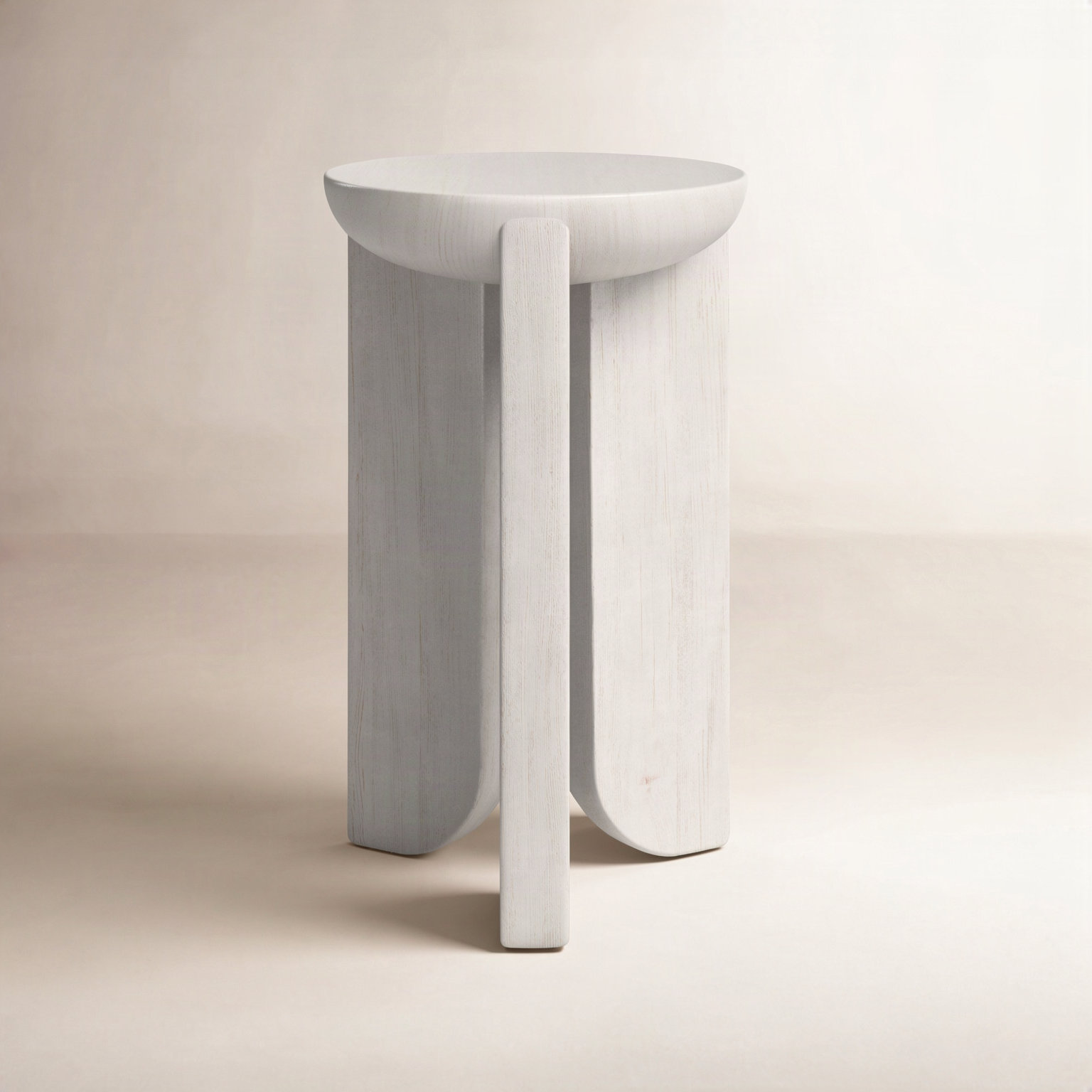 Satine Solid Wood End Table, White Wash Finish