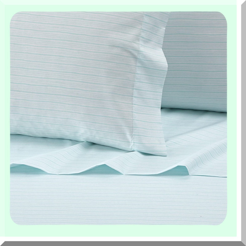 SoftStripe 4-Piece Sheet Set - Luxurious Striped Pattern Print Design in Light Blue - Includes Flat Sheet, Fitted Sheet, and 2 Pillowcases - Super Soft and Unique