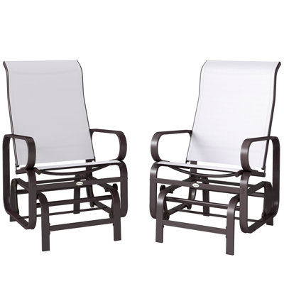 Ensemble de 2 chaises longues coulissantes, dossier haut ergonomique, filet résistant aux intempéries, structure en acier, porche de patio extérieur