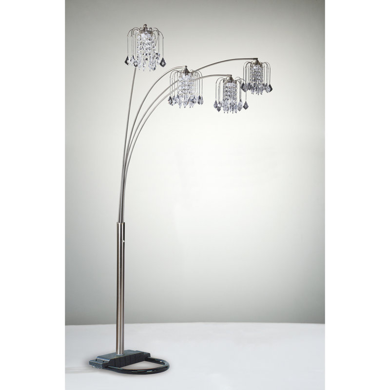 Salon moderne de luxe classique élégant à plusieurs têtes de lampe à arc en forme de demi-lune radiant incrusté de cristal tiges métalliques élégantes salon