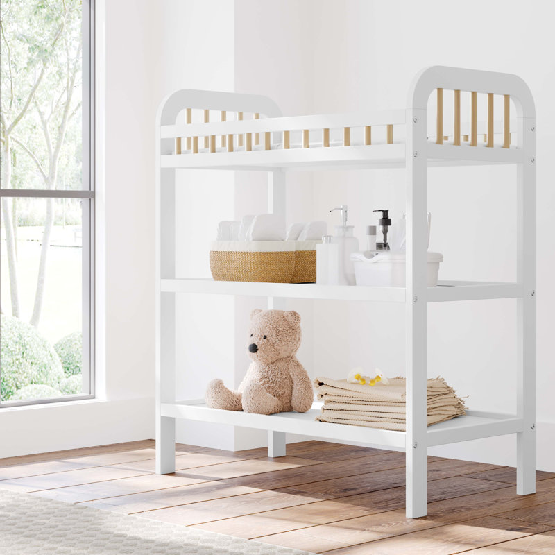 Table à langer avec coussin Pasadena, Blanc / Bois flotté
