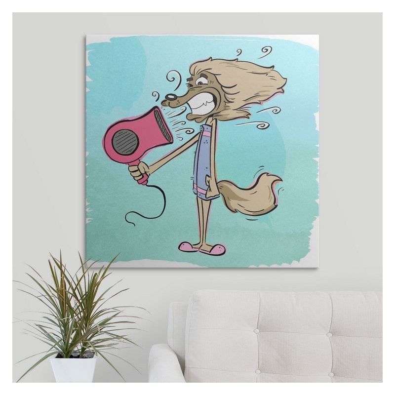 « cheveu do dog-bathtime copains », impression, H 35 po x l 35 po x P 1,5 po, Toile tendue