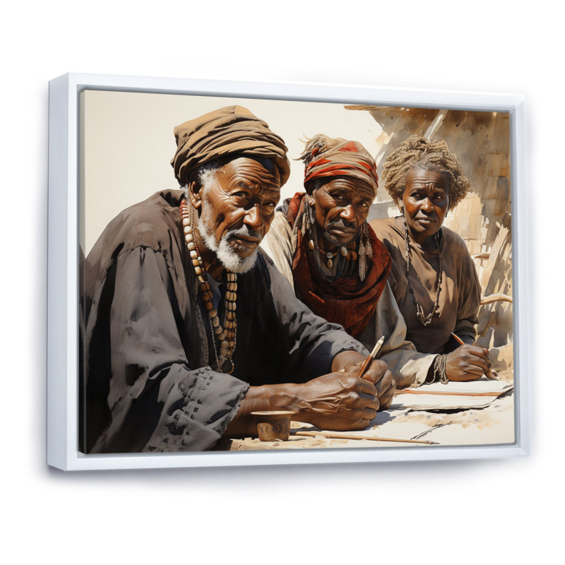 «African Legacy I» sur toile, H 16 po x l 32 po x P 1 po, Cadre flottant blanc
