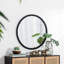 32 "Miroir circulaire avec cadre perlé en métal, miroir mural pour l'entrée de la chambre à coucher du salon, miroir