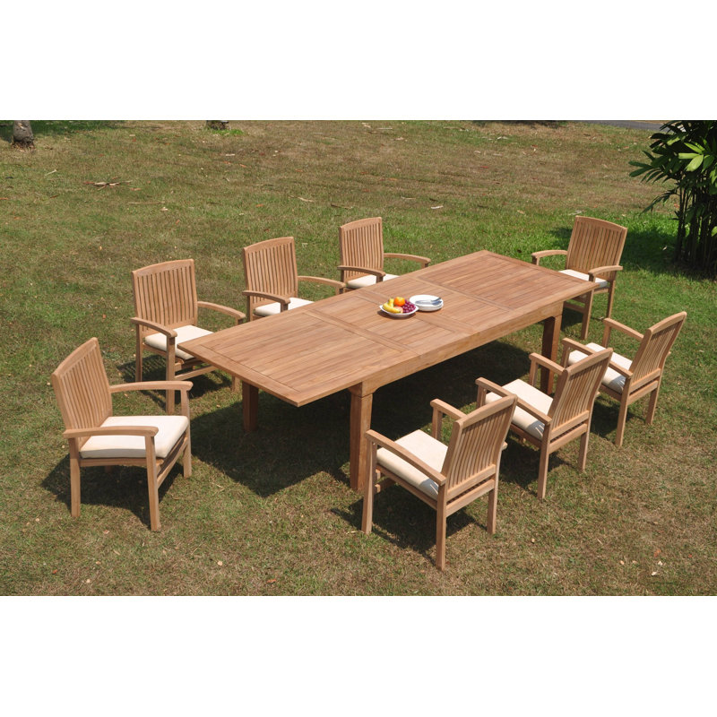 Ensemble repas 7 pièces teck Rico, Ensemble de 8