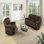Ensemble de salon moderne 2 pièces 1 canapé 1 fauteuil inclinable à finition chocolat coussin de dossier principal avec accoudoirs