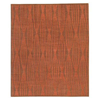 Wool Geometric Area Rug in Orange