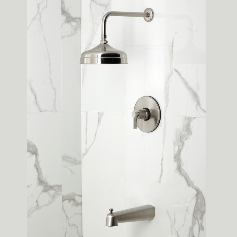 Kingston Brass NuvoFusion Single-Handle Pressure Balanced Tub and Shower Faucet, Brushed Nickel