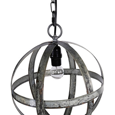 Luminaire suspendu en forme de sphère en fer traditionnel avec globe ouvert
