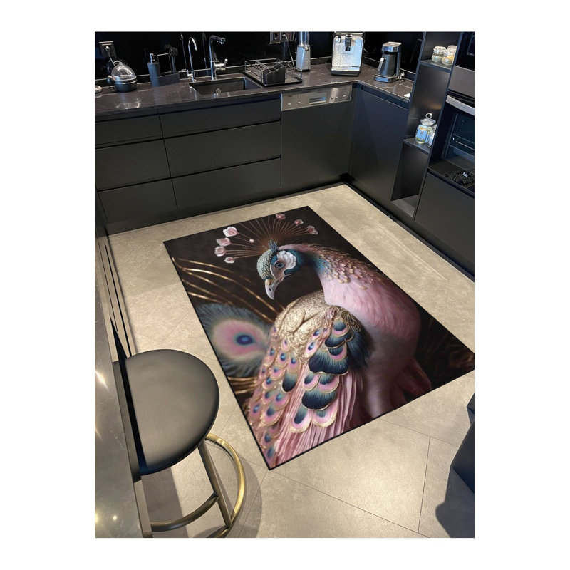Tapis décoratif de couleur moderne lavable à la machine, Sous-tapis rond 3 pi 11 po inclus