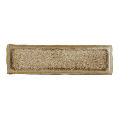 Brown Reactive Glaze Stoneware Snack Serving Platter, 14L inches, Dishwasher Safe