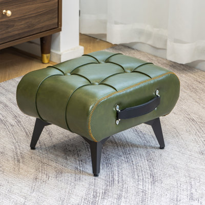 Tabouret de 17 po en similicuir brun avec repose-pieds capitonné avec poignée, capacité de 300 lb