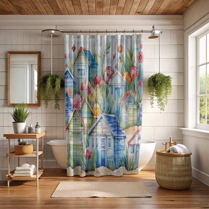 Rideau de douche abstrait Inas, H 74 po x l 71 po