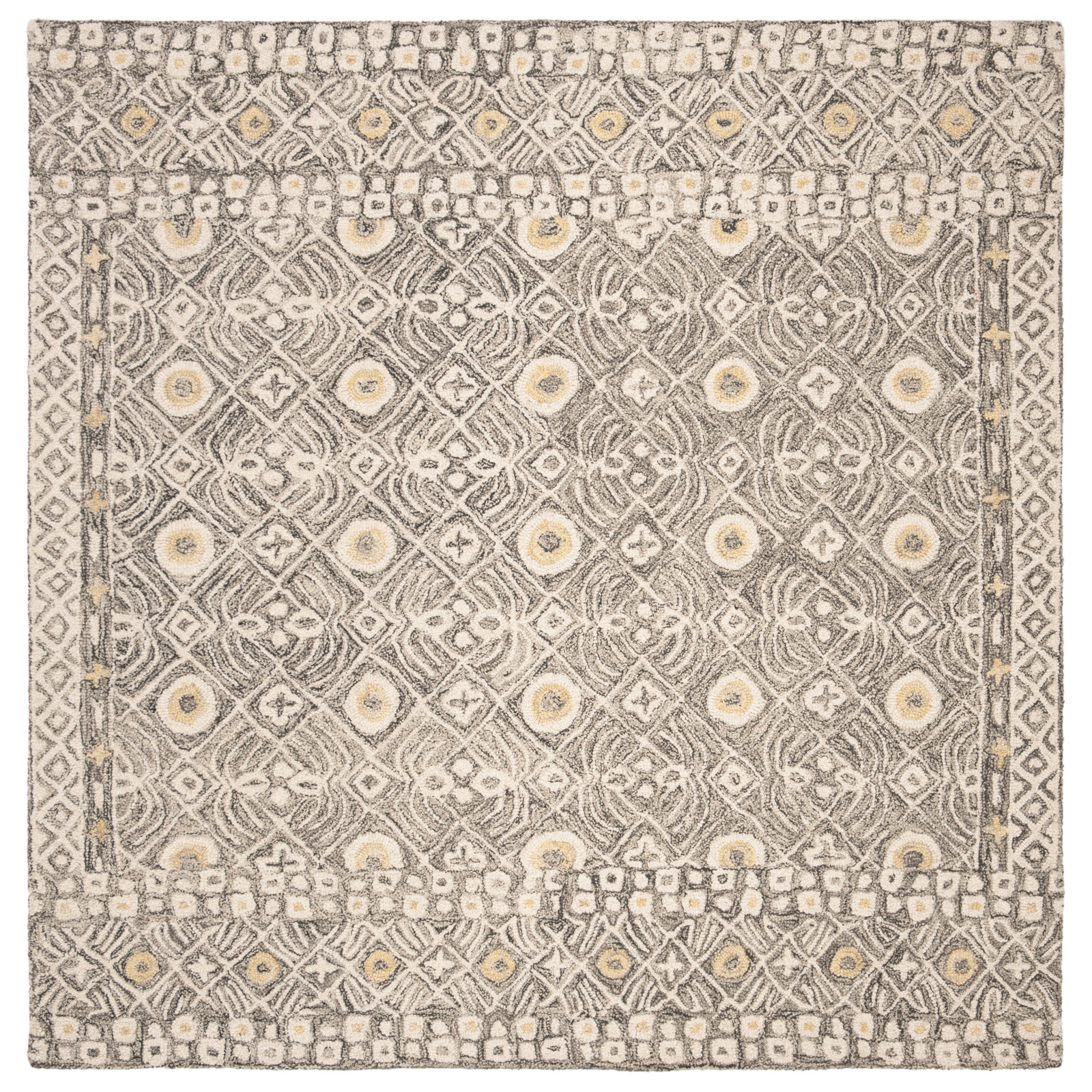 Stalder Ivory Hand-Tufted Wool Rug, Square 5'