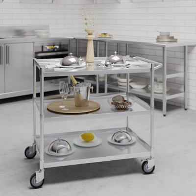 3 Shelf Stainless Steel Tubular Cart. 21 in. x 33 in. x 33 in. by Amgood