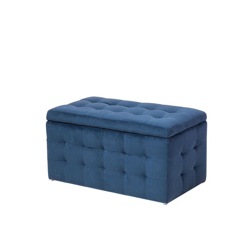 Eldredge 72cm Wide Velvet Tufted Rectangle Solid Colour Ottoman with Storage, Dark Blue