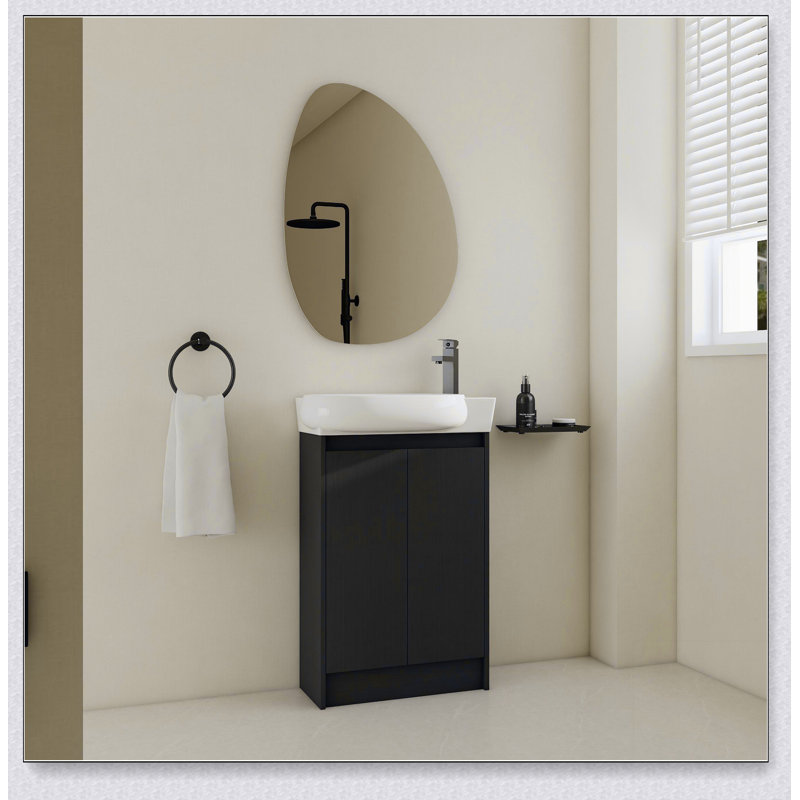 Meuble-lavabo autoportant de 23 po avec lavabo et portes à fermeture douce, Noyer