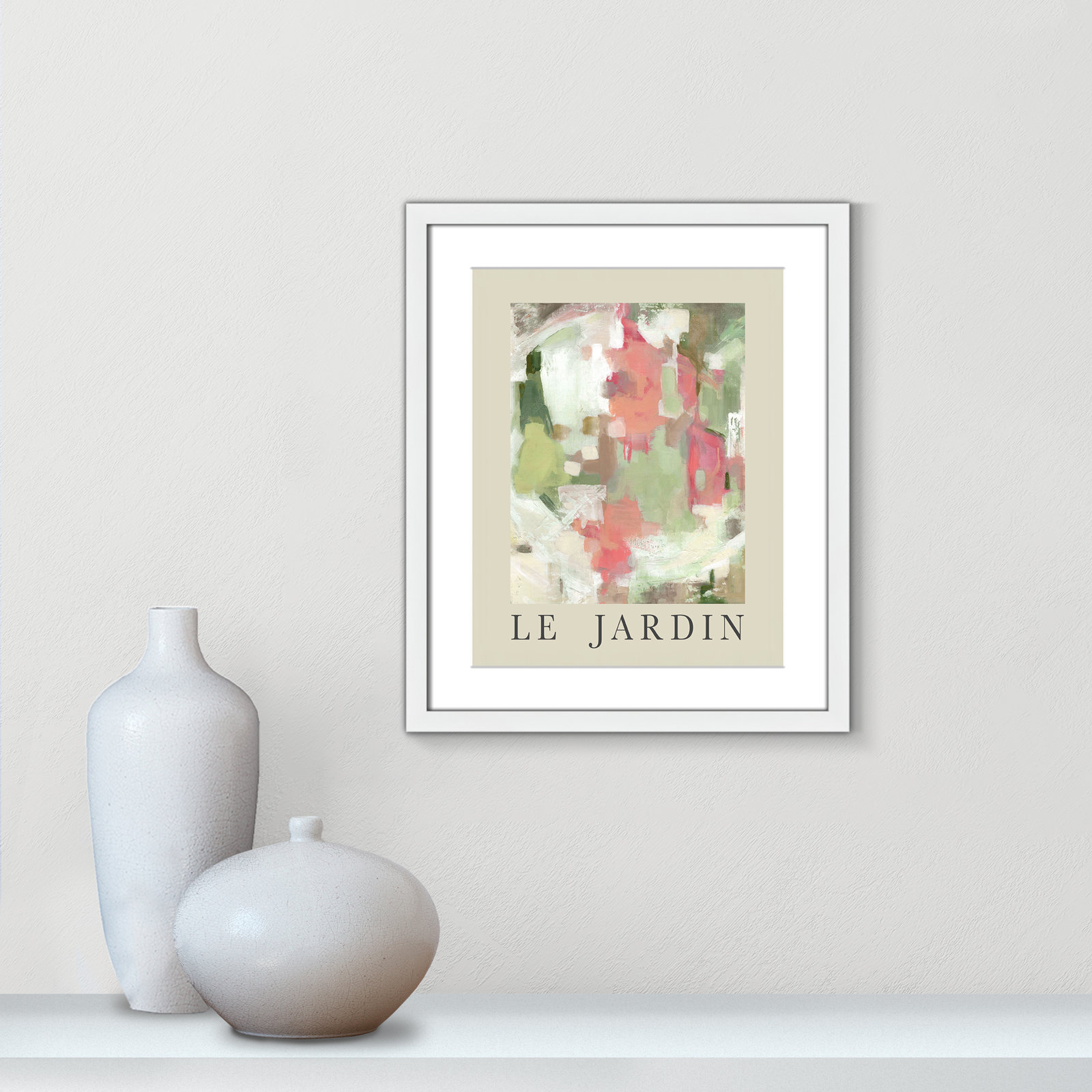 Riya "Le Jardin" Print by Carol Robinson, White Single Picture Frame, Yes, 19" H x 16" W x 1.25" D