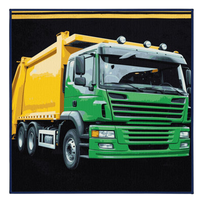 Machine Washable Transportation Blue Area Rug