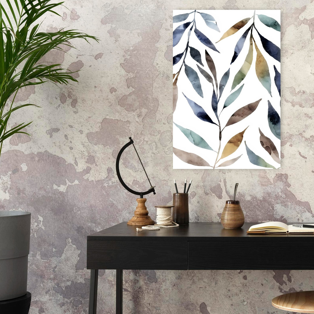 Watercolor Leaves Abstract Contemporary Wall Art Print