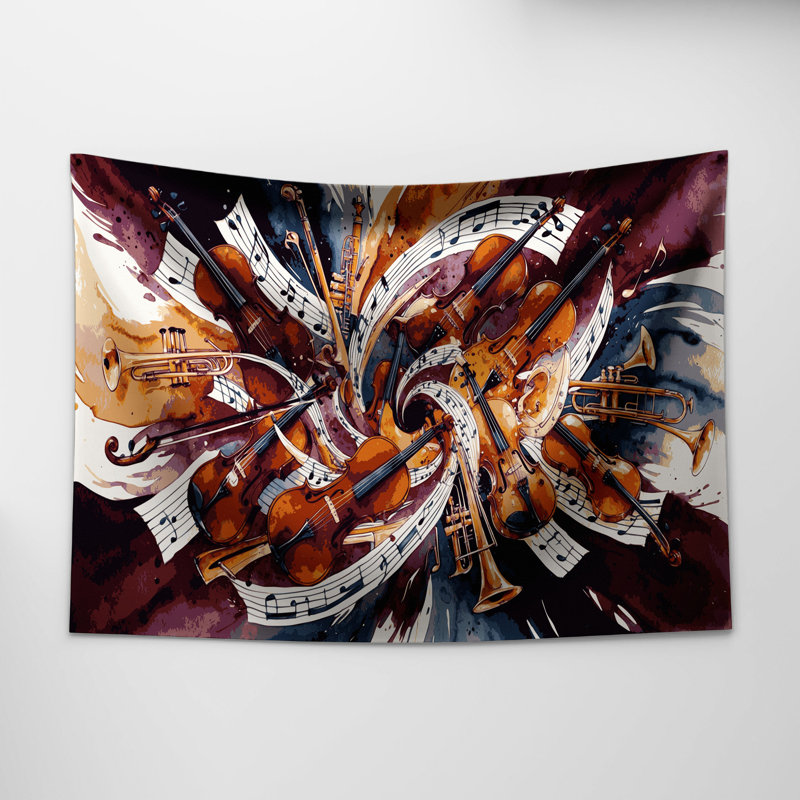 Music Musical Instruments Wall Tapestry, 26 po x 36 po
